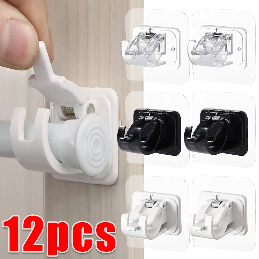 Self-Adhesive Telescopic Rod Hooks – Nail-Free Curtain Mount