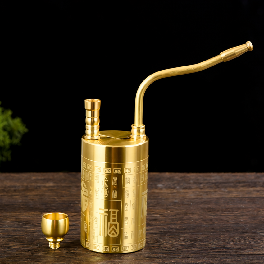 Hookah Brass Four-purpose Portable Hookah Filter Water Pipe, Personalized Retro Gift for Men
