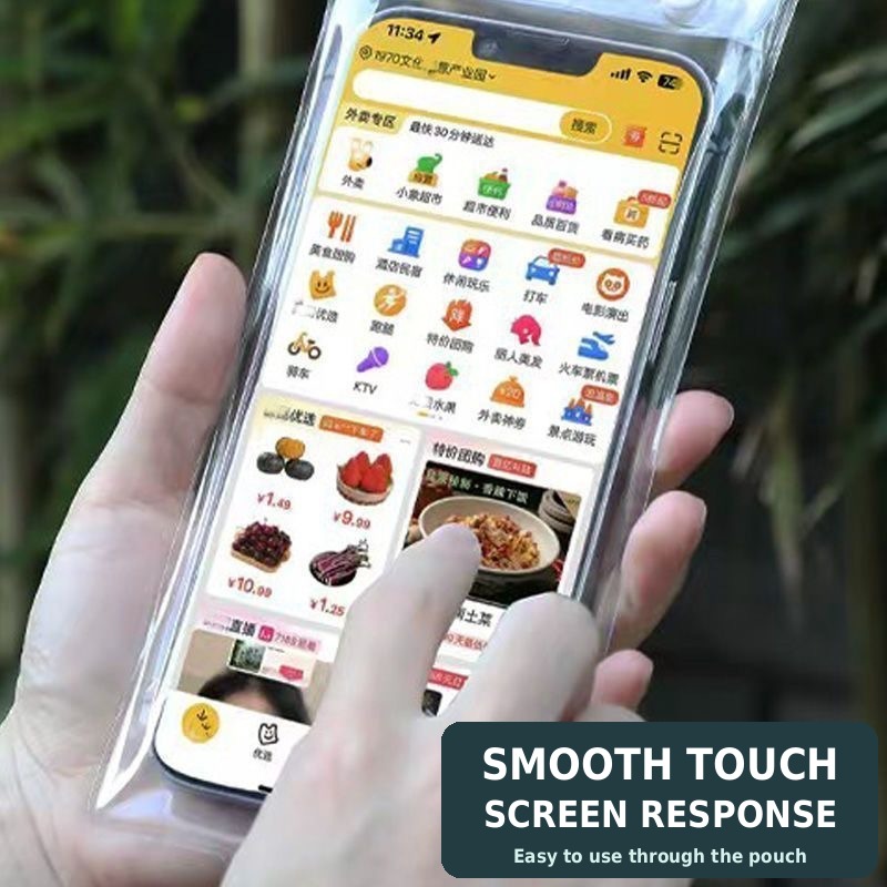 Waterproof Phone Pouch Highly Transparent, Touch Screen Compatible and Charge Through Capable