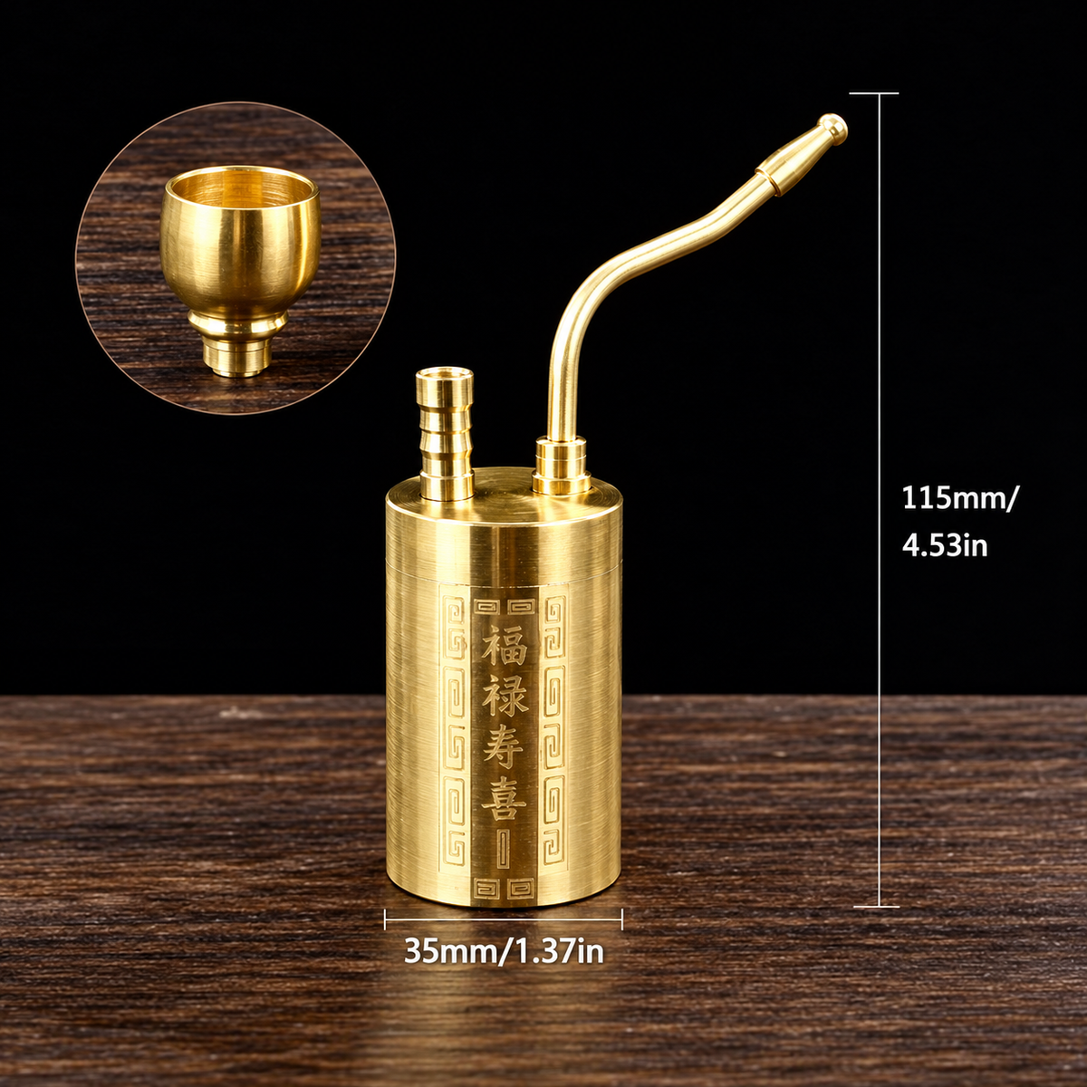 Hookah Brass Four-purpose Portable Hookah Filter Water Pipe, Personalized Retro Gift for Men