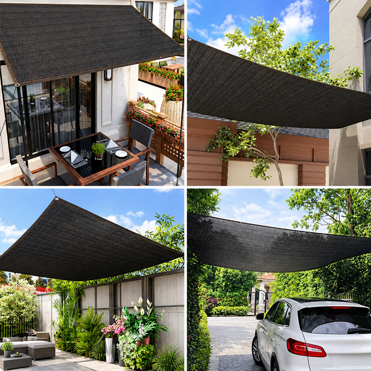 2x3m Black Sunshade Net Sun Shade Shading Sunblock Mesh Cover Plant Greenhouse Privacy Screen Garden Outdoor Anti-UV Cloth Home