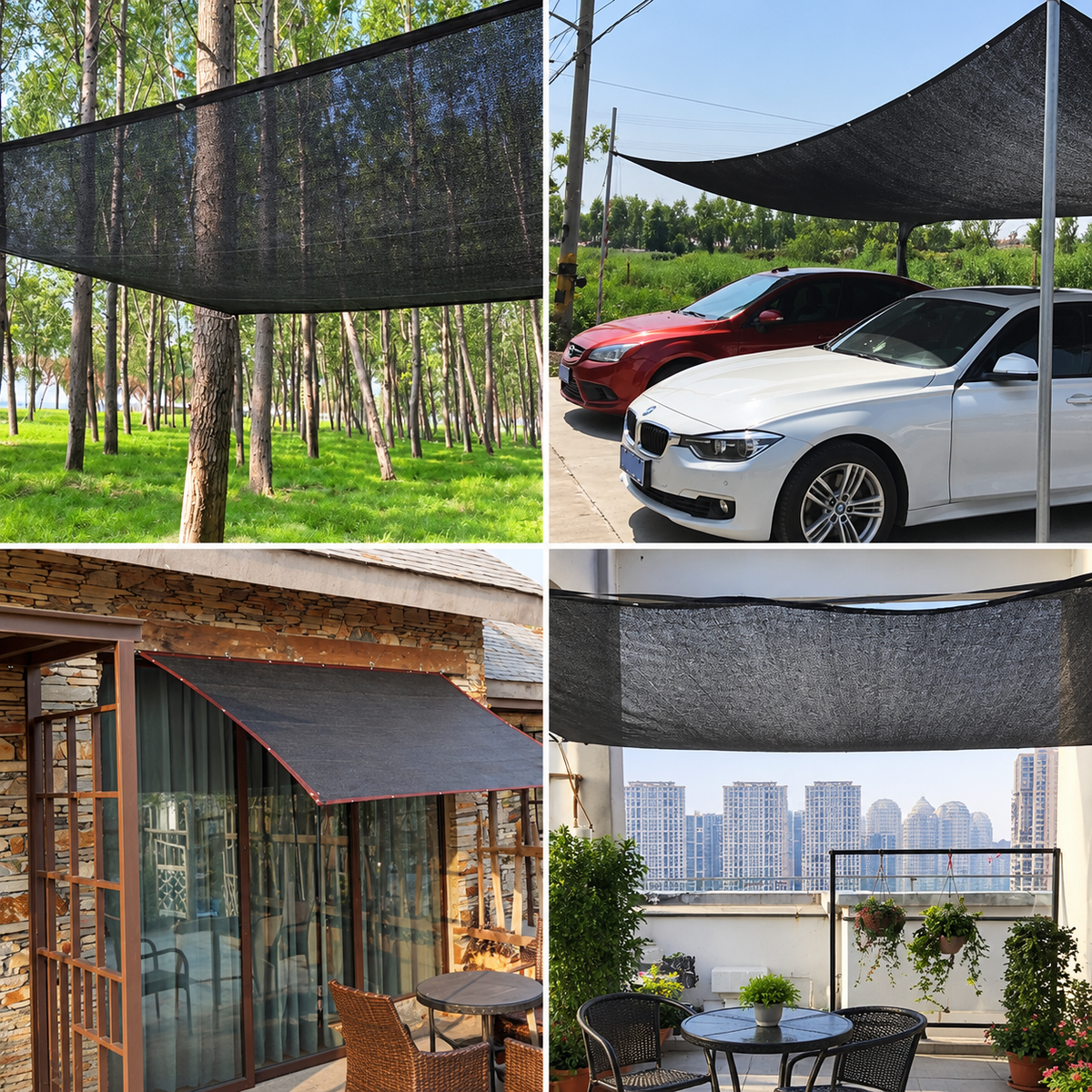 2x3m Black Sunshade Net Sun Shade Shading Sunblock Mesh Cover Plant Greenhouse Privacy Screen Garden Outdoor Anti-UV Cloth Home