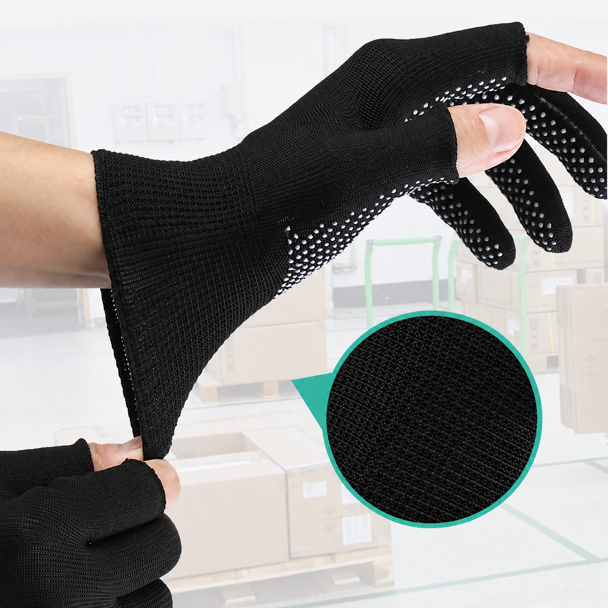 Set 5 Pairs Sun Protection Solid Color Driving Ridding Gloves Half Finger Gloves Non-slip Mittens Men Elastic Gloves Nylon Gloves