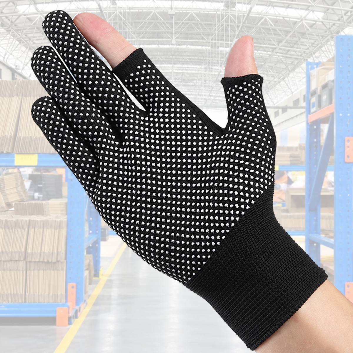 Set 5 Pairs Sun Protection Solid Color Driving Ridding Gloves Half Finger Gloves Non-slip Mittens Men Elastic Gloves Nylon Gloves