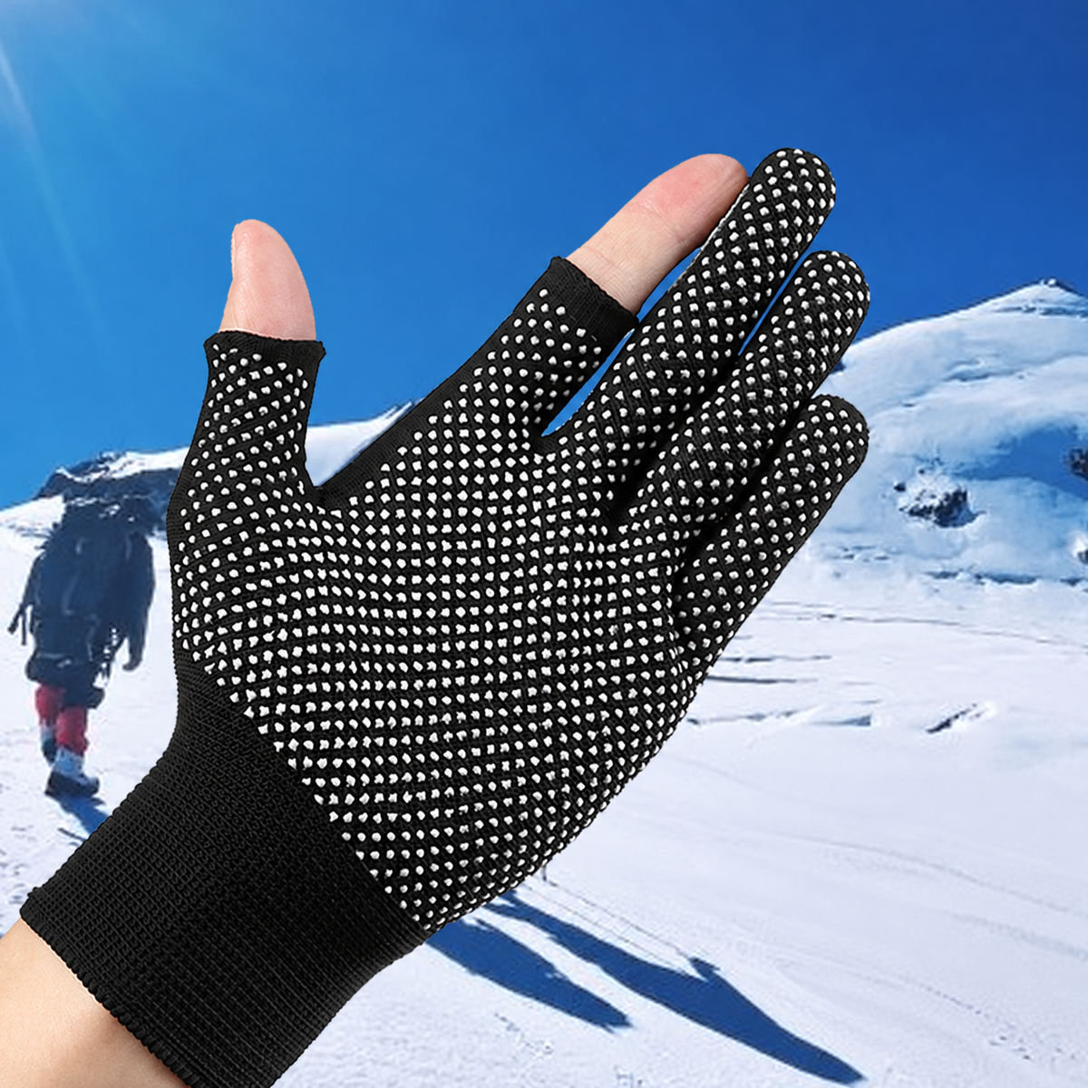 Set 5 Pairs Sun Protection Solid Color Driving Ridding Gloves Half Finger Gloves Non-slip Mittens Men Elastic Gloves Nylon Gloves