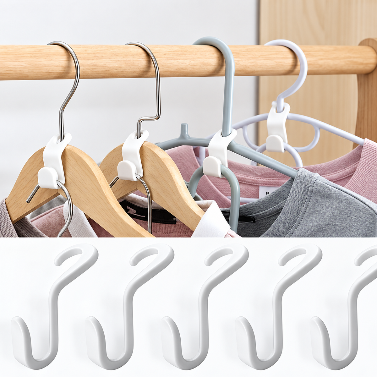 Mini Hanger for Wardrobe Connector Hangers Save Wardrobe Space Hook Up Cascading Plastic Coat Organizer Clothing Storage Home
