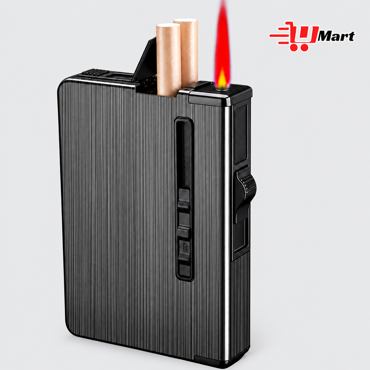Cigarette Case With Lighter Jet Flame Lighter USB Metal Lighter Cigarettes Tobacco Storage Box Smoking Gadgets