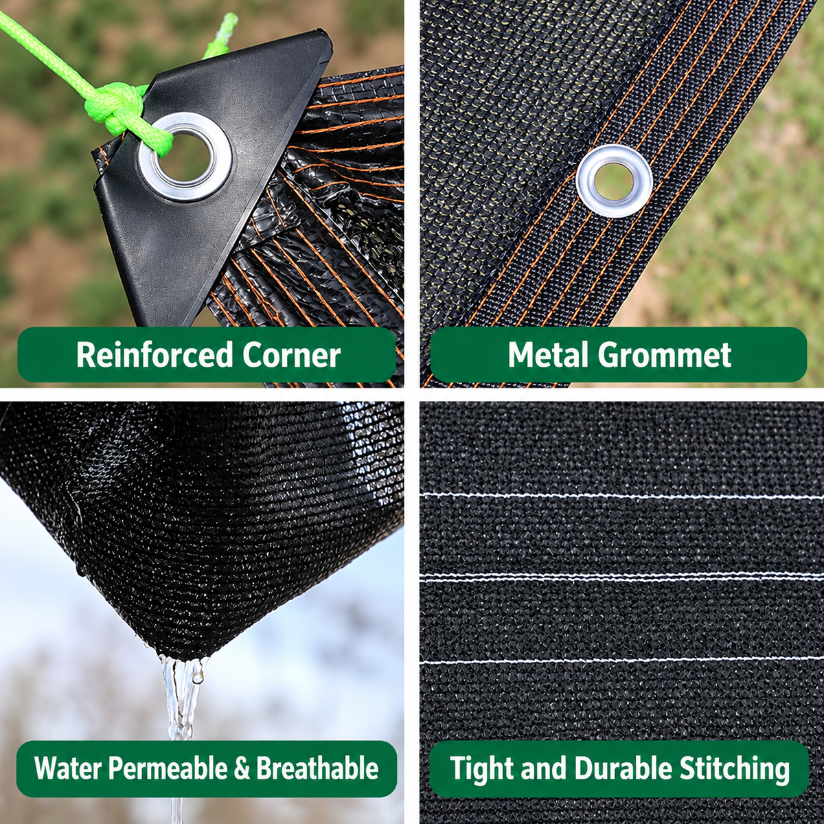 2x3m Black Sunshade Net Sun Shade Shading Sunblock Mesh Cover Plant Greenhouse Privacy Screen Garden Outdoor Anti-UV Cloth Home