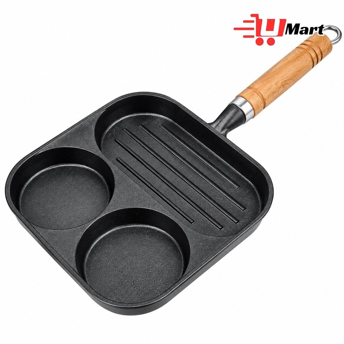Kitchen Utensils 3 Section Square Grill Pan Nonstick Cast Iron Breakfast Skillet Durable Versatile Omelette Grill Stove Tops