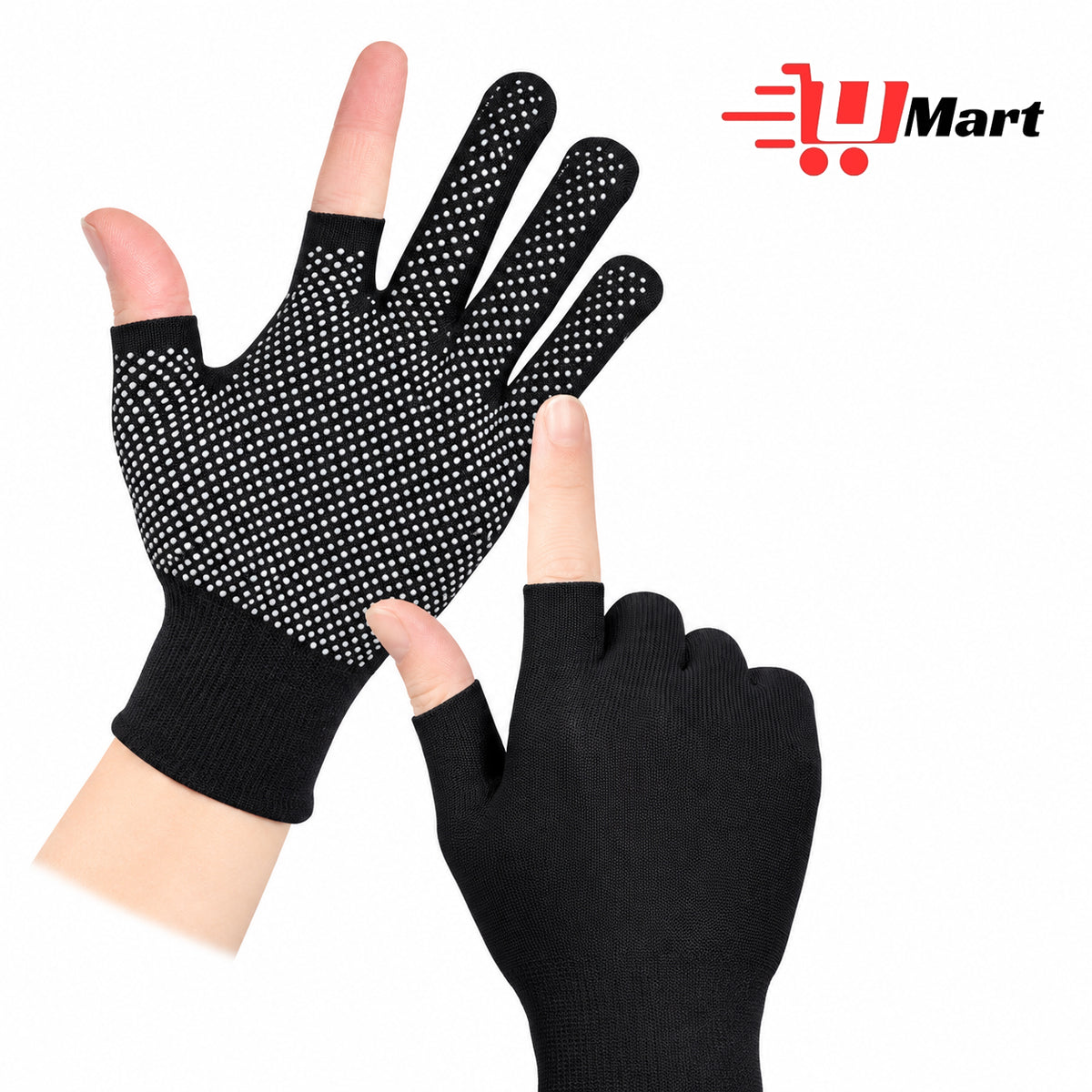 Set 5 Pairs Sun Protection Solid Color Driving Ridding Gloves Half Finger Gloves Non-slip Mittens Men Elastic Gloves Nylon Gloves