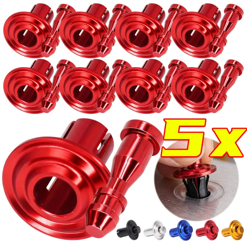 6mm Aluminum Motorcycle Screw Clips (5 Sets, 5 Colors)