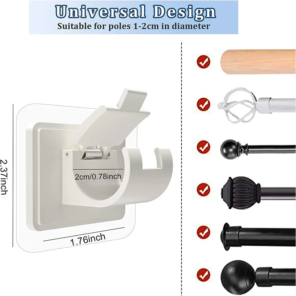 Self-Adhesive Telescopic Rod Hooks – Nail-Free Curtain Mount