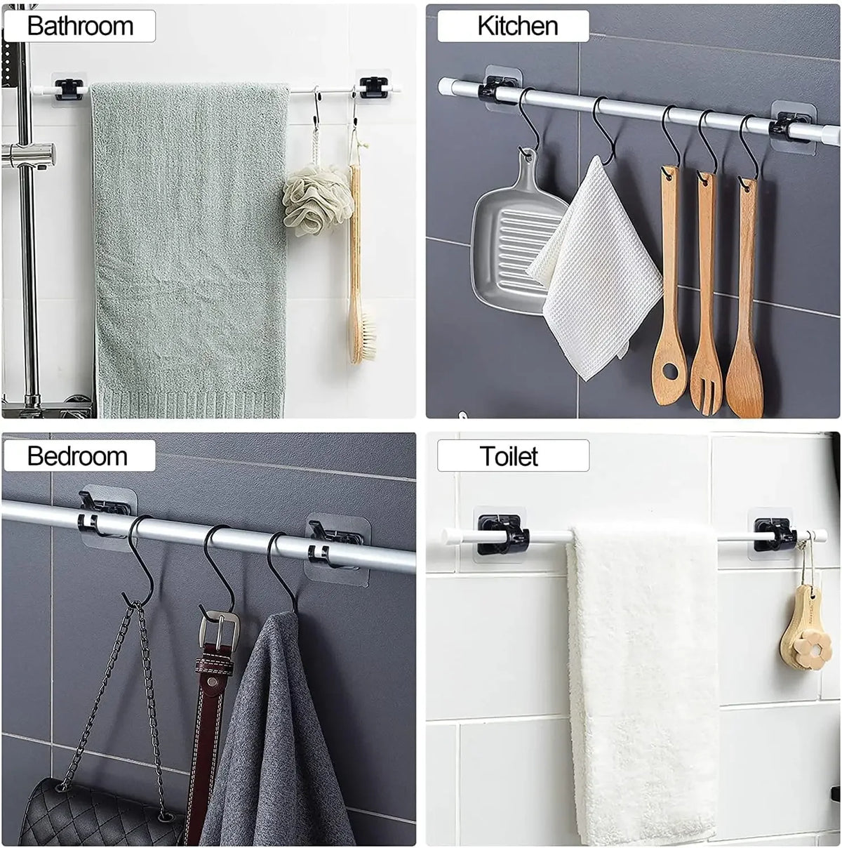 Self-Adhesive Telescopic Rod Hooks – Nail-Free Curtain Mount