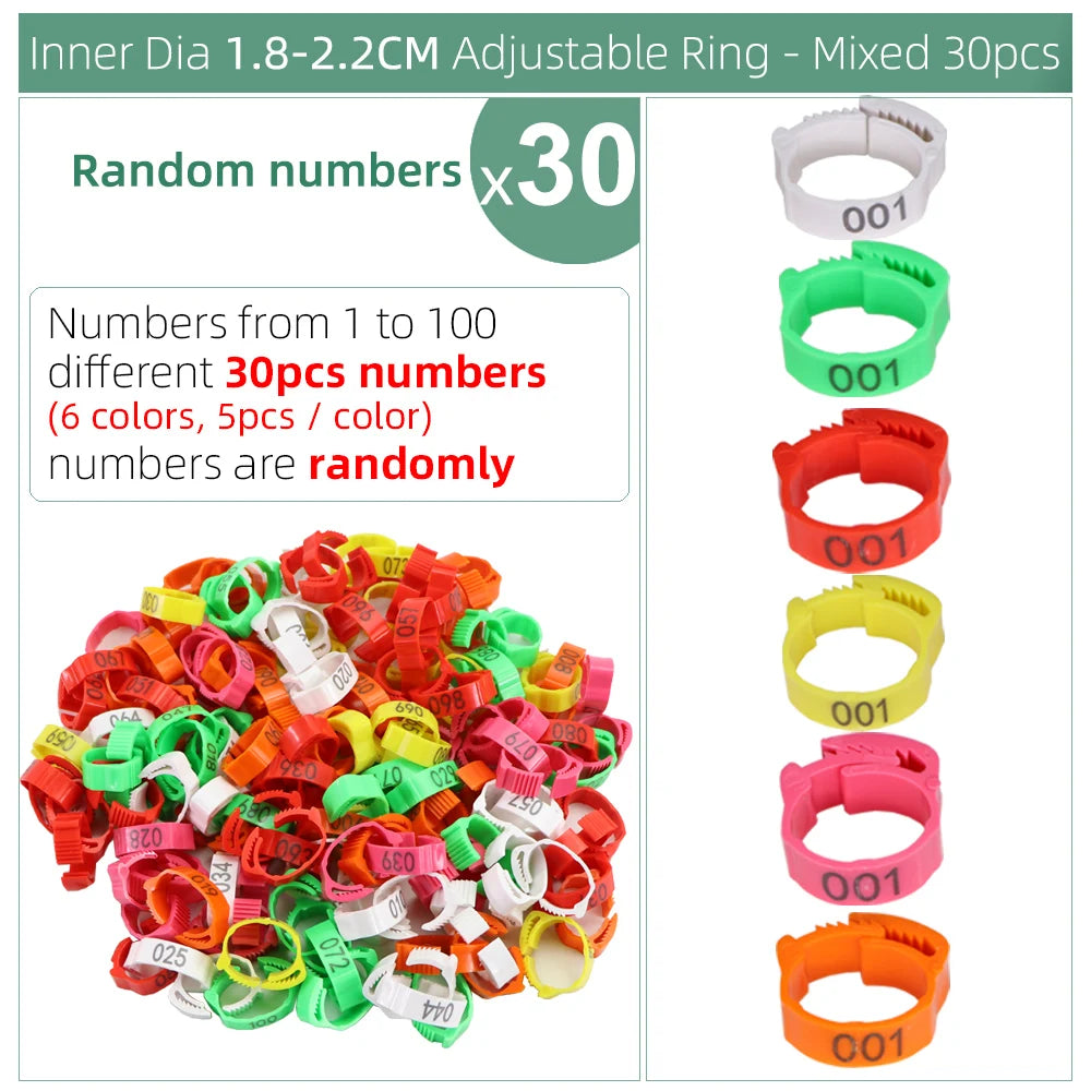 Numbered Poultry Leg Bands (30 pcs)