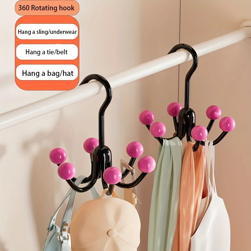 360° Rotating 6-Claw Closet Hook Organizer