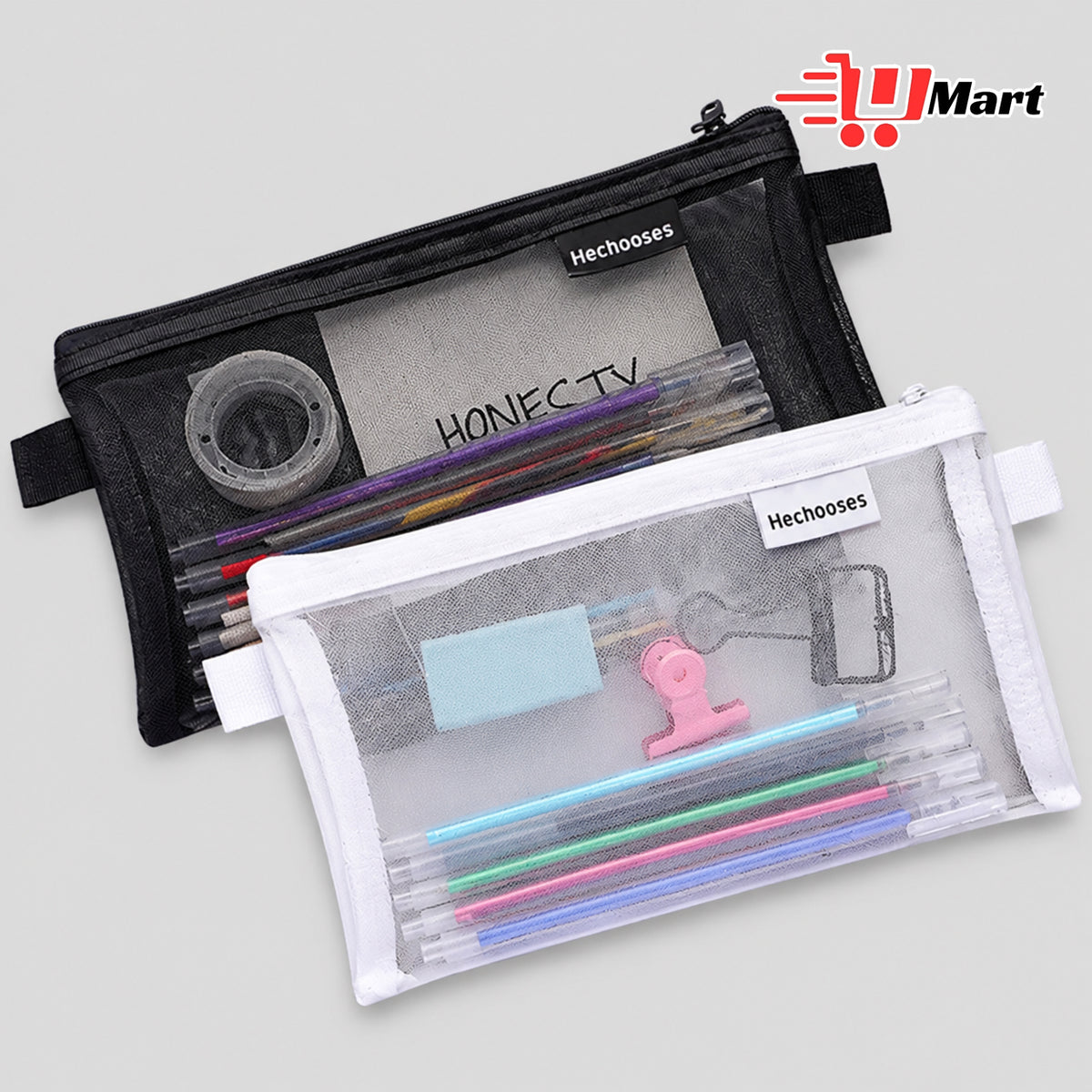 Transparent Mesh Pencil Bags Student Exam Special Large Capacity Pencil Cases Portable Storage Bag