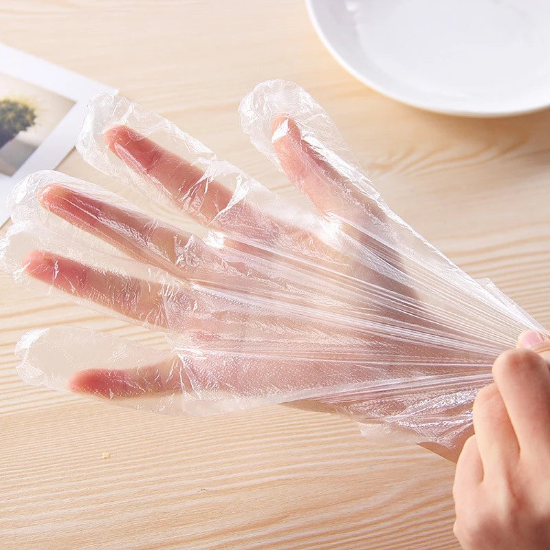 PE Gloves Disposable Plastic Transparent PE Gloves Kitchen Cooking Cleaning Outdoor Travel Picnic