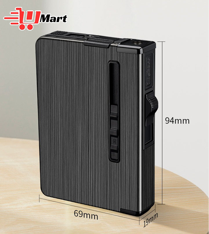 Cigarette Case With Lighter Jet Flame Lighter USB Metal Lighter Cigarettes Tobacco Storage Box Smoking Gadgets