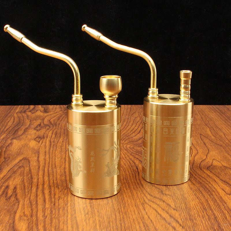 Hookah Brass Four-purpose Portable Hookah Filter Water Pipe, Personalized Retro Gift for Men