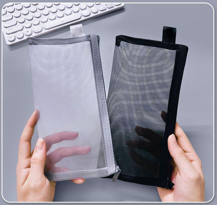Transparent Mesh Pencil Bags Student Exam Special Large Capacity Pencil Cases Portable Storage Bag