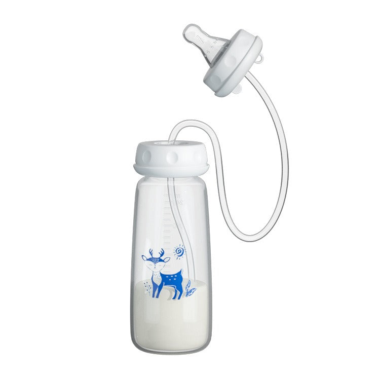 Normal-Neck Baby Bottle with Straw Brush,Hands-Free PP Feeding Bottle Set-Makes Feeding Easy