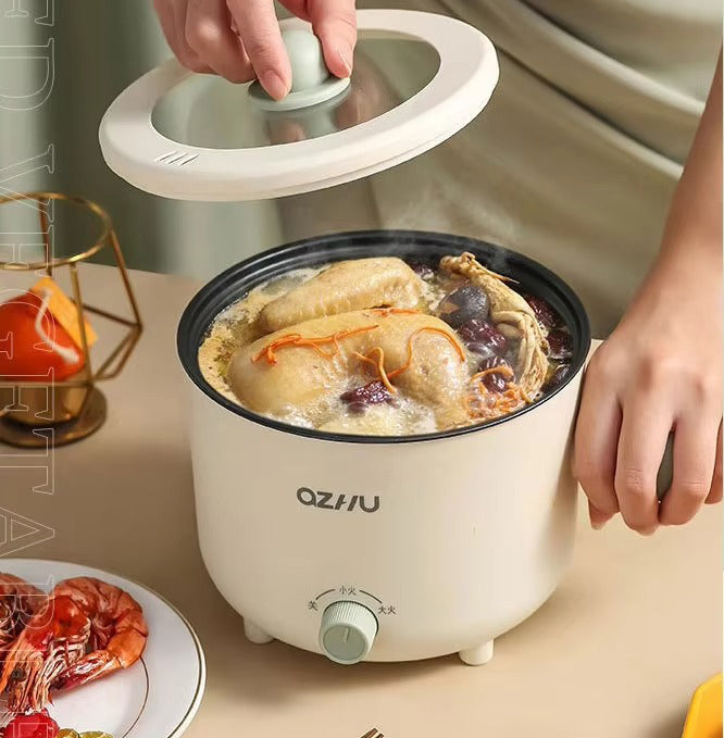 Portable Multi-Function Electric Rice Cooker Perspective Non-Stick Power-Off Protection Home Dormitory Office Mini Cooking Pot
