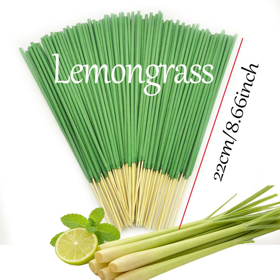 20Pcs Natural Lemongrass Bamboo Stick Incense - Healthy Fragrance, Mosquito-Repellent for Indoor, Outdoor & Camping Use, Incense Stick