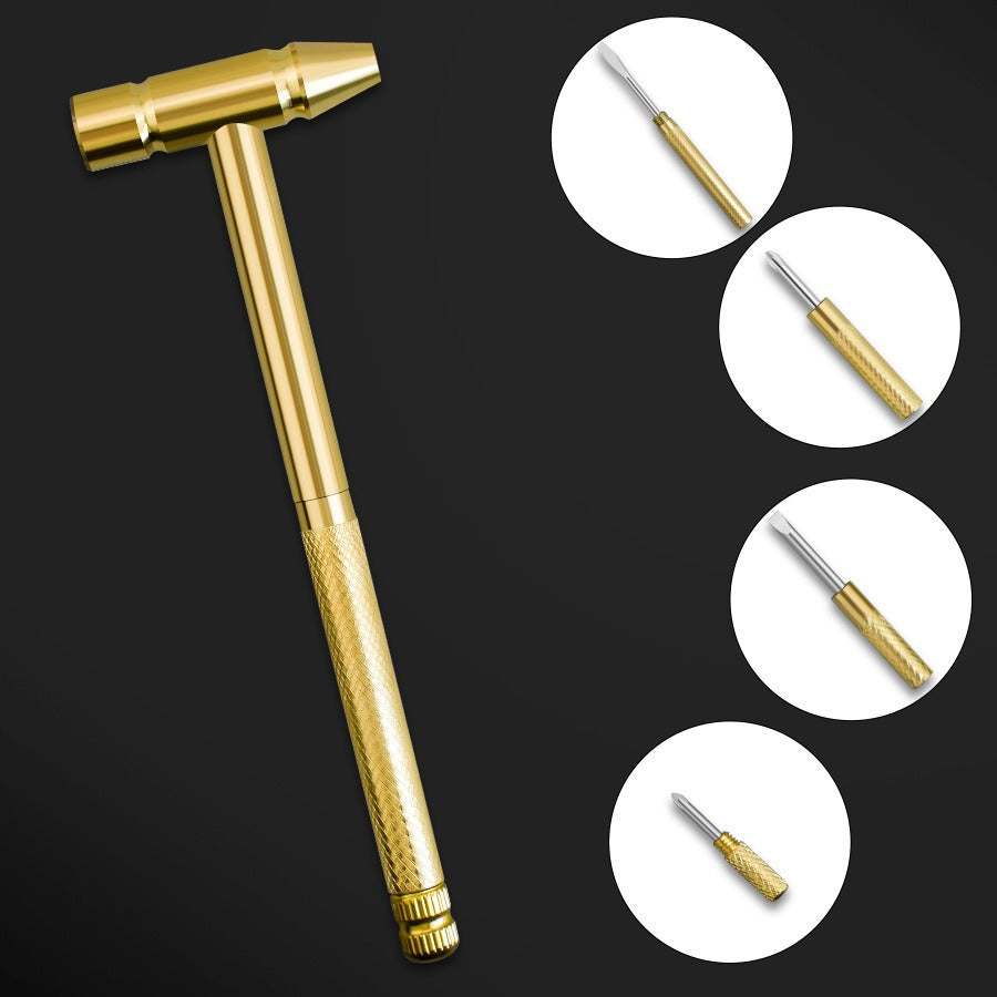6 In 1 Metal Hammer Screwdriver Multi-Functional Small Multitool Hammer Hand Tools Brass Hammer