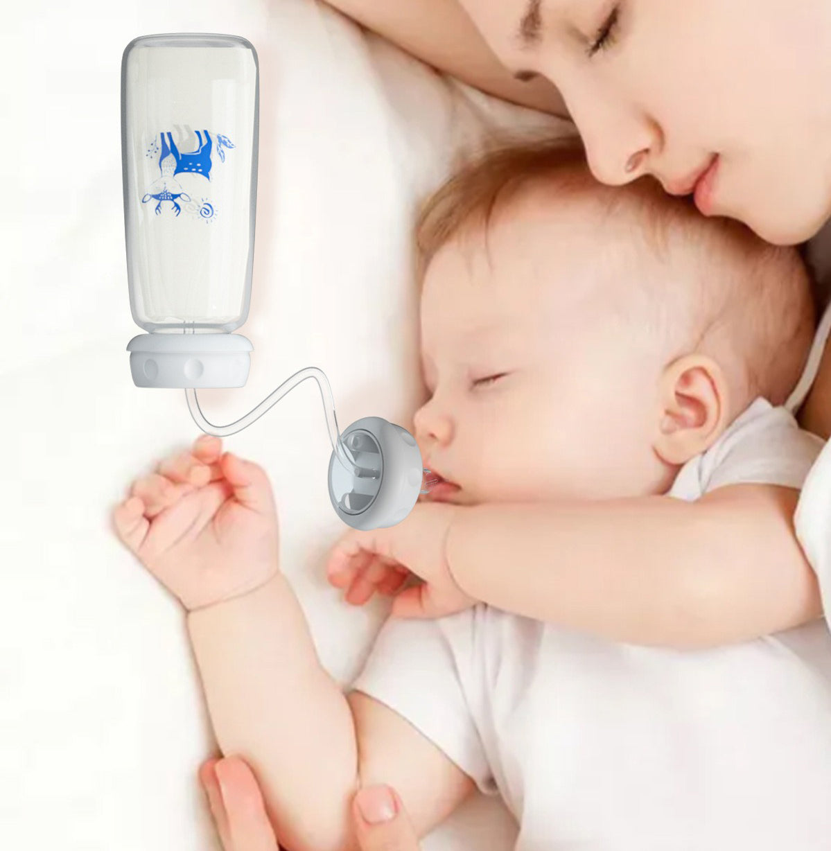 Normal-Neck Baby Bottle with Straw Brush,Hands-Free PP Feeding Bottle Set-Makes Feeding Easy