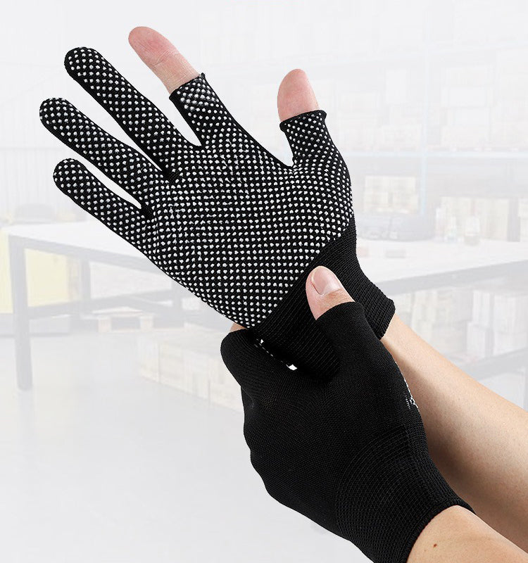 Set 5 Pairs Sun Protection Solid Color Driving Ridding Gloves Half Finger Gloves Non-slip Mittens Men Elastic Gloves Nylon Gloves