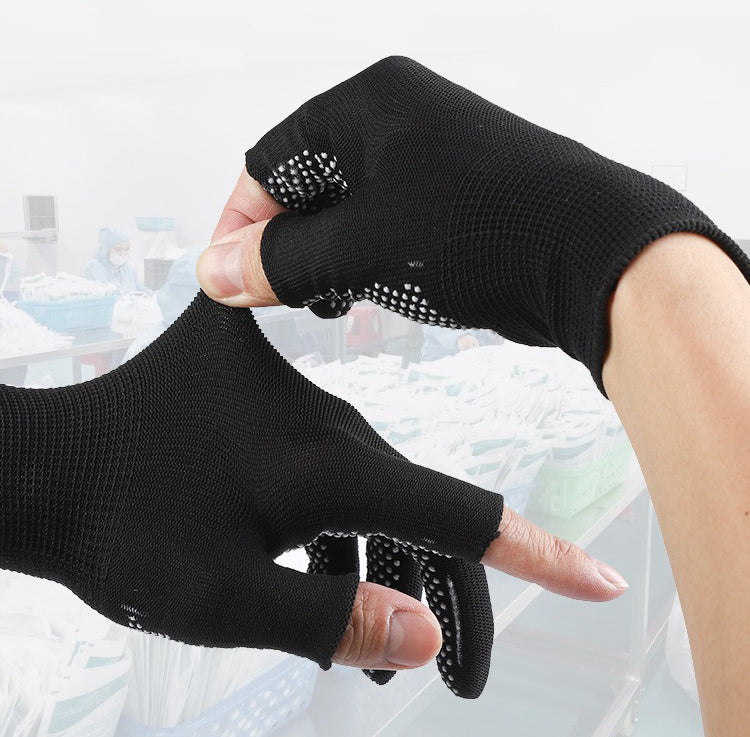 Set 5 Pairs Sun Protection Solid Color Driving Ridding Gloves Half Finger Gloves Non-slip Mittens Men Elastic Gloves Nylon Gloves